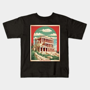 The Parthenon Greece Tourism Vintage Poster Kids T-Shirt